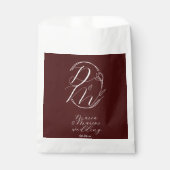 Elegant Delicate Floral Wedding Logo Deep Burgundy Geschenktütchen (Vorderseite)