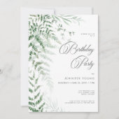 Elegant Delicate Greenerity Ferns Birthday Einladung (Vorderseite)