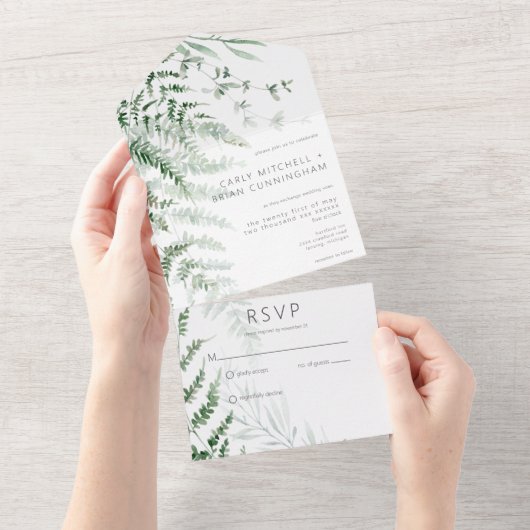 Elegant Delicate Greenerity Ferns Kein Abendessen All In One Einladung (Abreißen)