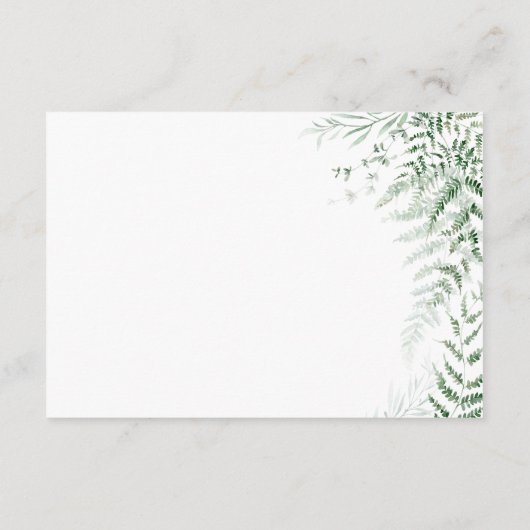 Elegant Delicate Greenerity Ferns Wedding Details Begleitkarte (Rückseite)