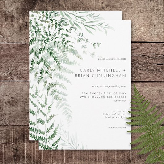 Elegant Delicate Greenerity Ferns Wedding Einladun Einladung