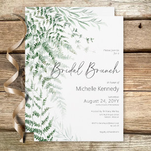 Elegant Delicate Greenery Ferns Bridal Brunch Einladung