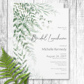 Elegant Delicate Greenery Ferns Bridal Luncheon Einladung