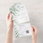 Elegant Delicate Greenery Ferns QR Code All In One Einladung (Abreißen)
