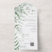 Elegant Delicate Greenery Ferns QR Code All In One Einladung (Innen Boden)