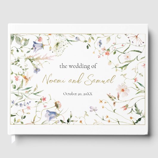Elegant Delicate Watercolor Wildflower Wedding Gästebuch (Vorderseite)