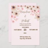 Elegant Delikat und romantisch, diese blumenreiche Einladung (Vorne/Hinten)