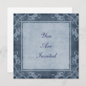 Elegant Denim Blue Embellish Border Einladung (Vorne/Hinten)