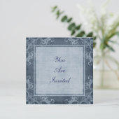 Elegant Denim Blue Embellish Border Einladung (Stehend Vorderseite)