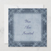 Elegant Denim Blue Embellish Border Einladung (Vorderseite)