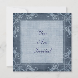 Elegant Denim Blue Embellish Border Einladung