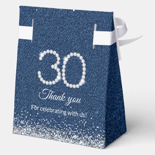 Elegant Denim & Diamonds 30. Geburtstag Geschenkschachtel (Rückseite)