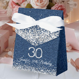 Elegant Denim & Diamonds 30. Geburtstag Geschenkschachtel