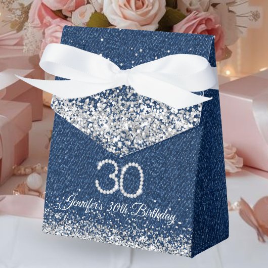 Elegant Denim & Diamonds 30. Geburtstag Geschenkschachtel