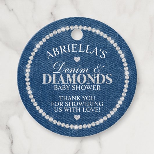 Elegant Denim und Diamonds Geschenkanhänger (Vorderseite)