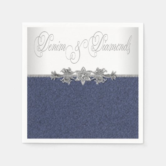 Elegant Denim und Diamonds Serviette (Vorderseite)