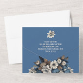 Elegant Denim und Navy Floral All in one Einladung (Rückseite)