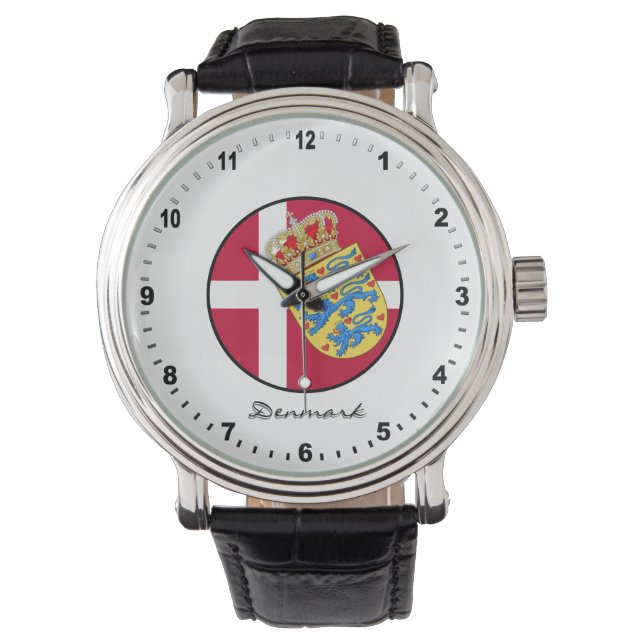 Elegant Denmark Watch & Danish Flag Armbanduhr (Vorderseite)