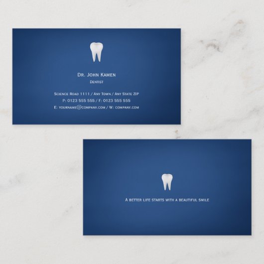 Elegant Dental | Blau Visitenkarte (Vorne/Hinten)