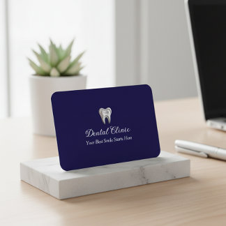 Elegant Dental Clinic Navy Blue Dentist QR Code Visitenkarte