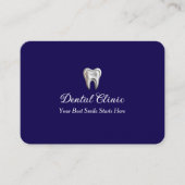 Elegant Dental Clinic Navy Blue Dentist QR Code Visitenkarte (Vorderseite)