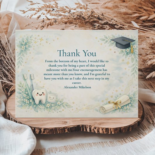 Elegant Dentist White Coat Graduation Dankeskarte