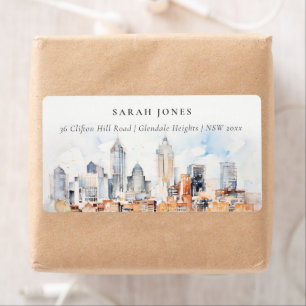 Elegant Denver Colorado Skyline Aquarelladresse
