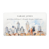 Elegant Denver Colorado Skyline Aquarelladresse (Vorne)