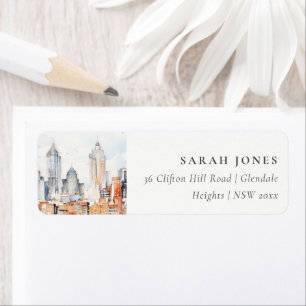 Elegant Denver Colorado Skyline Aquarelladresse