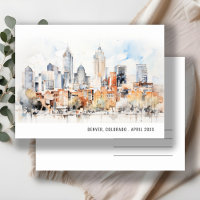 Elegant Denver Colorado Skyline Wasserfarbenreise