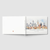 Elegant Denver Colorado Skyline Watercolor Wedding Gästebuch (Voll)