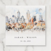 Elegant Denver Colorado Skyline Watercolor Wedding Geschenkanhänger (Rückseite)