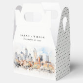 Elegant Denver Colorado Skyline Watercolor Wedding Geschenkschachtel (Geöffnet)