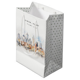 Elegant Denver Colorado Skyline Watercolor Wedding Mittlere Geschenktüte