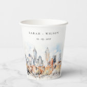 Elegant Denver Colorado Skyline Watercolor Wedding Pappbecher (Rückseite)