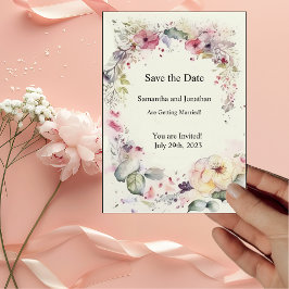 Elegant der Ring-Blume Wasserfarbe Save the Date Einladung