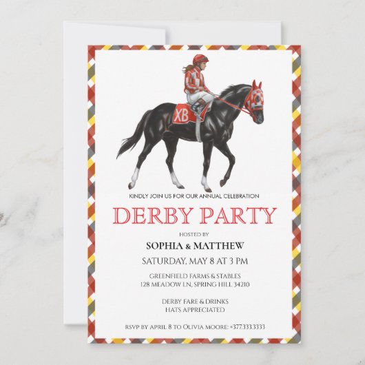 Elegant Derby Horse Racing Party Invitation Einladung (Vorderseite)