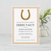 Elegant Derby Party Invitation with Gold Horseshoe Einladung (Stehend Vorderseite)