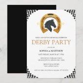 Elegant Derby Party Invitation with Gold Horseshoe Einladung (Vorne/Hinten)