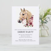 Elegant Derby Party Invitation with Horse Illustra Einladung (Stehend Vorderseite)
