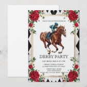 Elegant Derby Party Invitation with Horse Racing I Einladung (Vorne/Hinten)