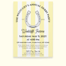 Elegant Derby Party Yellow Cabana Stripe Horseshoe