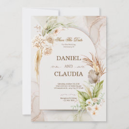 Elegant Desert Chic Pampas & Palm Wedding Invitati Einladung
