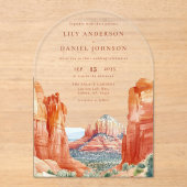 Elegant Desert Mountain Watercolor Wedding Arch Acryleinladungen (Vorderseite)