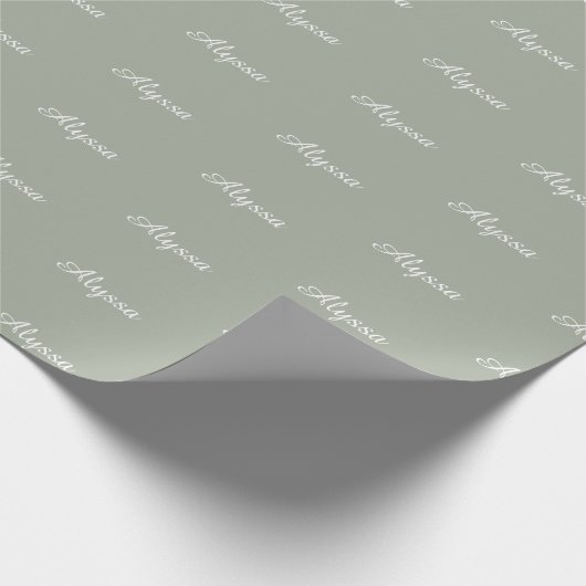 Elegant Desert Sage benutzerdefinierter Skriptname Geschenkpapier (Ecke)