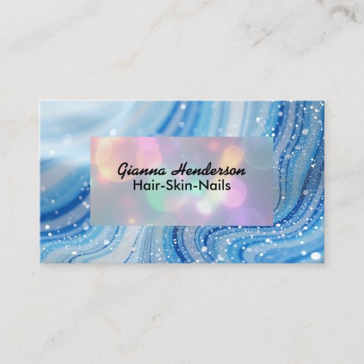 Elegant Design And Blue Waves Visitenkarte (Vorderseite)