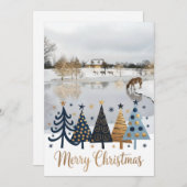 Elegant Design featuring a tranquil winter scene Feiertagskarte (Vorne/Hinten)