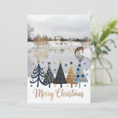 Elegant Design featuring a tranquil winter scene Feiertagskarte (Stehend Vorderseite)