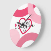 Elegant design Text Mom I Love You With Heart Große Wanduhr (Winkel)