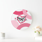 Elegant design Text Mom I Love You With Heart Große Wanduhr (Zuhause)